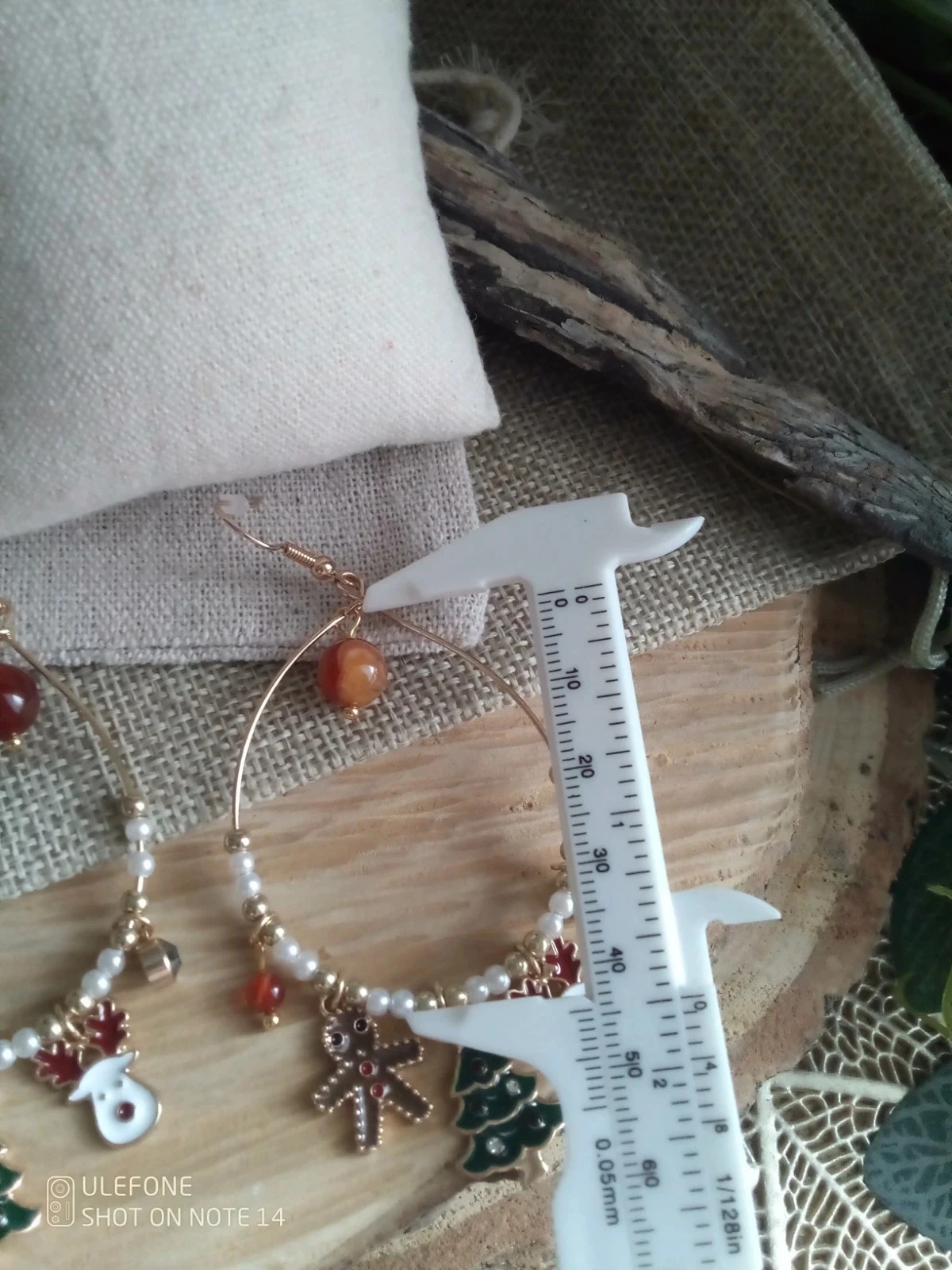 Boucles d'oreilles de Noël pierres naturelles de cornaline – photo 2